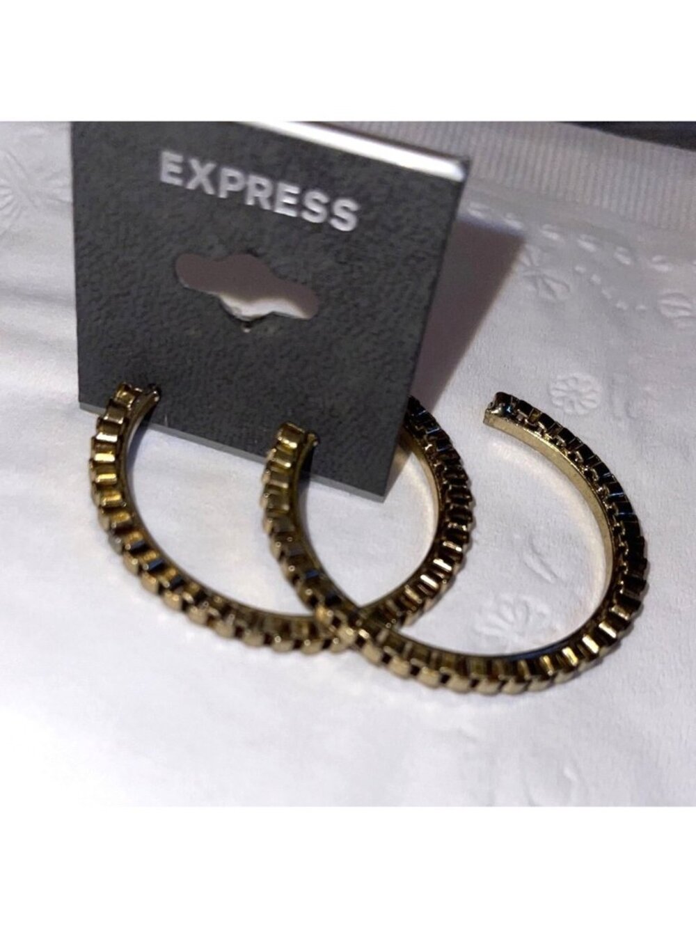 Express Gold Textured Link Style Earrings Vintage Y2K Deadstock